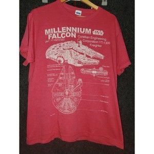Star Wars Mens T-Shirt - Millenium Falcon Schematics Image No Size Tag